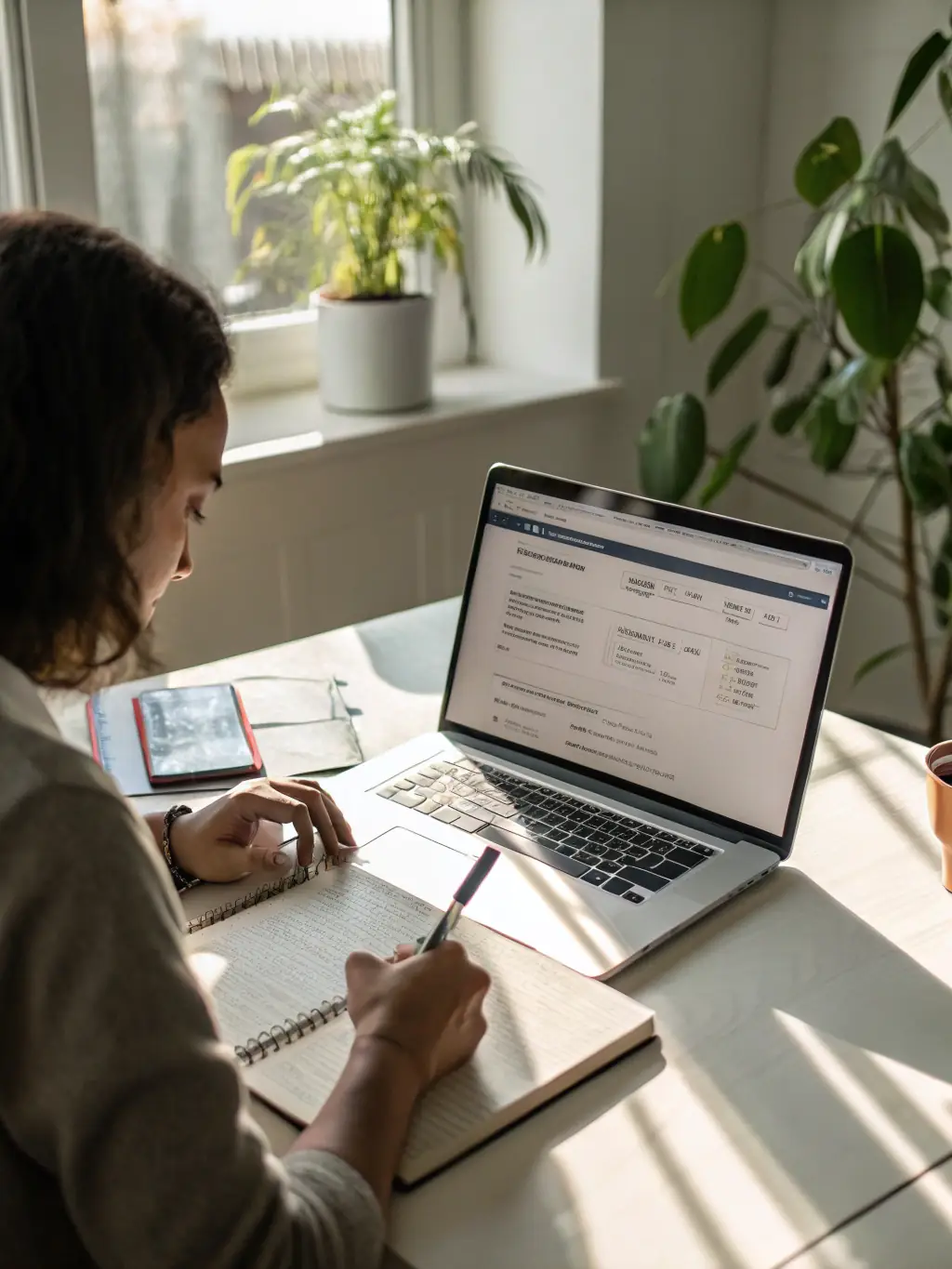 A person reviewing bank statements and credit card bills, highlighting key transactions and comparing them to their budget to identify discrepancies.